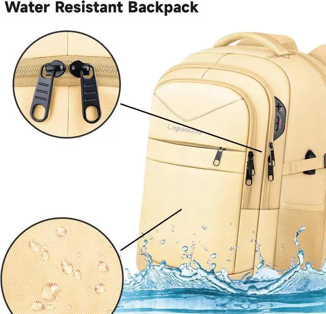 Alt view image 5 of 7 - Lapsouno Extra Large Backpack, Laptop Backpack, Carry on Backpack, Sturdy 17 Inch TSA Friendly with USB Port, College School Bag Gifts for Men Women, Light Yellow
