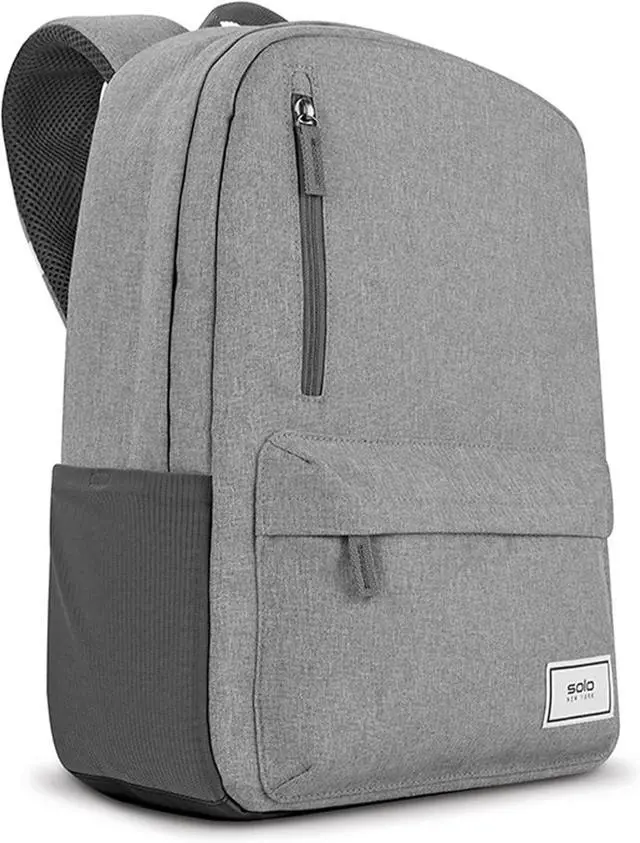 Main image of Solo New York Laptop Backpack for Women & Men -Carry On Bookbag for Travel & Work, Lightweight Bag, Side Mesh Pockets, Fits 15.6" Computer - Re:Cover, Grey