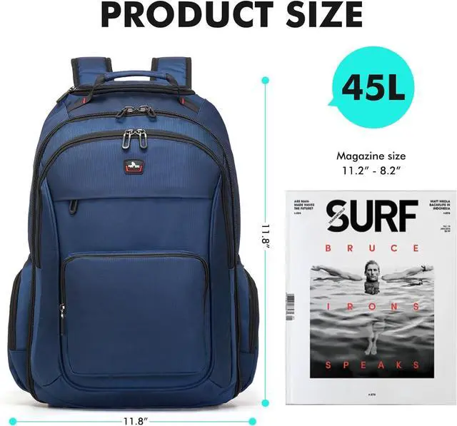 Alt view image 4 of 7 - Rolling Backpack for Adults, 17.3 inch Laptop Wheeled Backpack, Travel Backpack with Wheels, Carry on Luggage Business Trolley Suitcase Computer Bag Men Women Blue