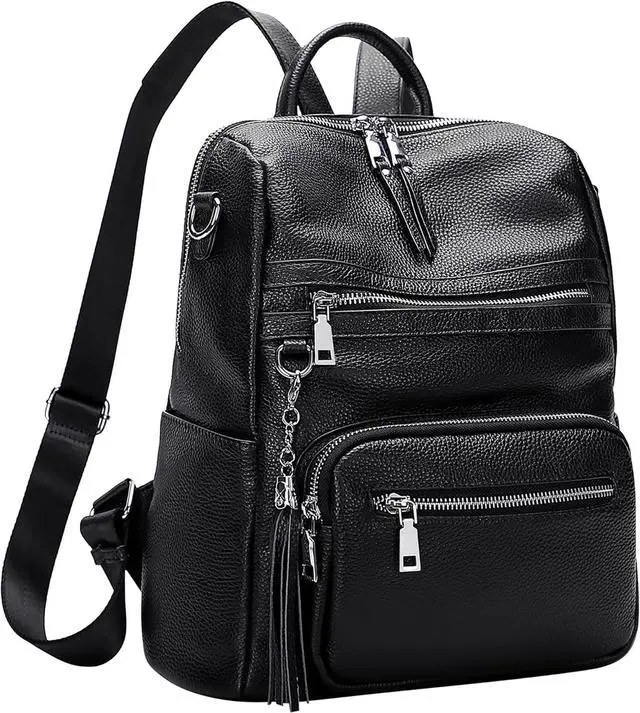Alt view image 2 of 6 - ALTOSY Genuine Leather Backpack Purse for Women Large Shoulder Bag With Laptop Compartment Multiple Pockets(S106 Black)