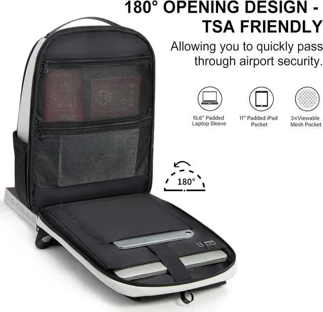 Alt view image 4 of 7 - Hanke Carry on Backpack Toiletry Travel Laptop Backpack for Men & Women, Durable Rucksack Weekender Bag Daypack(Salt White)