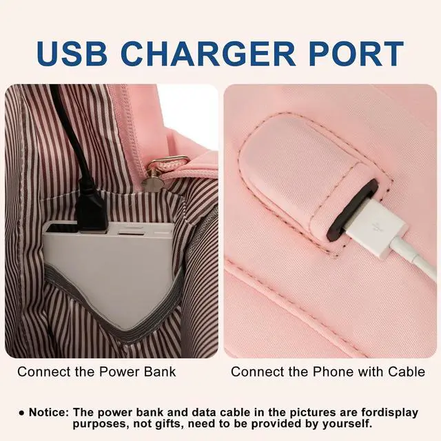 Alt view image 6 of 7 - Backpacks for Girls, 15.6 Inch School Bag Cute Waterproof Laptop Bookbag Large College Backpack for Teen Women Students Anti Theft Travel Daypack, Pink