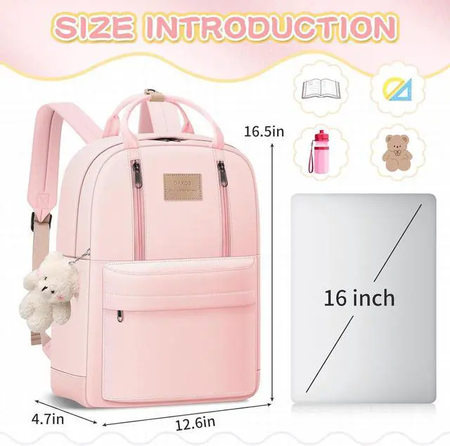 Alt view image 2 of 6 - GAXOS Cute Backpack for School Aesthetic Backpack Purse for Women Girls Pink Book Bag Korea Style Bookbag