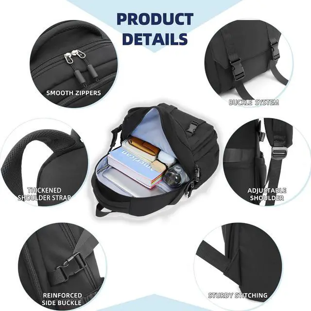 Alt view image 4 of 7 - Caoroky knight Travel Laptop Backpack for Women Girls Elementary High School Bag College Backpacks Waterproof Daypack Large Bookbags Purse for Teens Students Computer Bags 15.6 Inch-Black