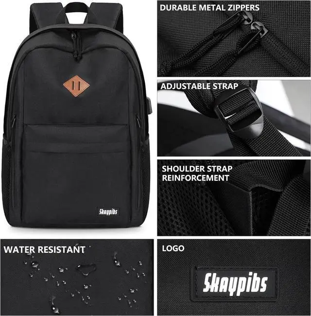 Alt view image 3 of 7 - Lightweight Black Backpack for School, Backpack for Teen Boys Girls, Middle Colloge High School Backpack for Women Men, Simple Daypack Bookbag, Kids Book Bag, Mochilas Escolares para