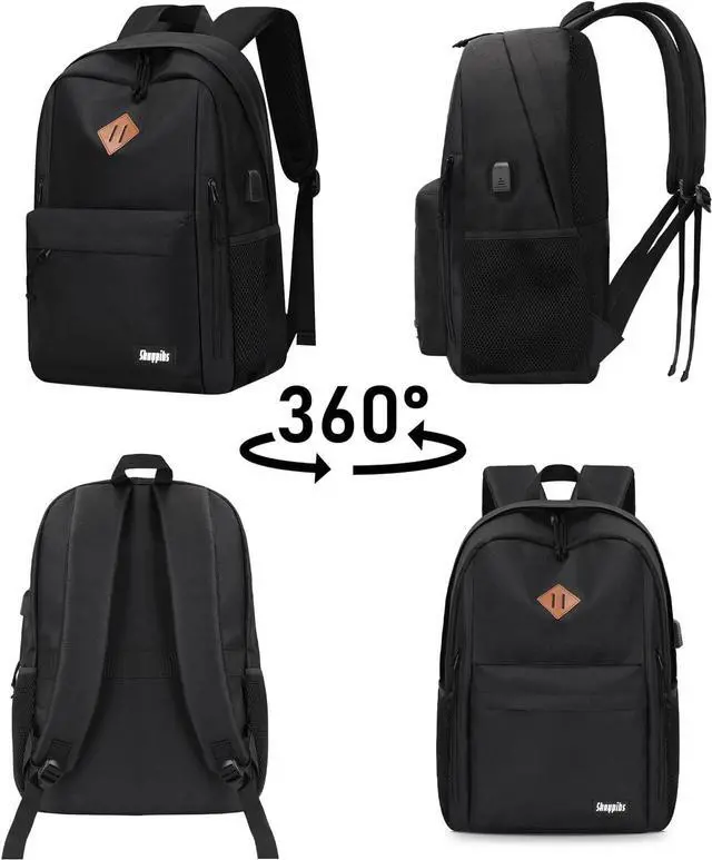 Alt view image 5 of 7 - Lightweight Black Backpack for School, Backpack for Teen Boys Girls, Middle Colloge High School Backpack for Women Men, Simple Daypack Bookbag, Kids Book Bag, Mochilas Escolares para