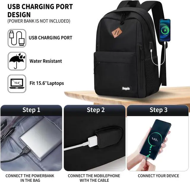 Alt view image 6 of 7 - Lightweight Black Backpack for School, Backpack for Teen Boys Girls, Middle Colloge High School Backpack for Women Men, Simple Daypack Bookbag, Kids Book Bag, Mochilas Escolares para