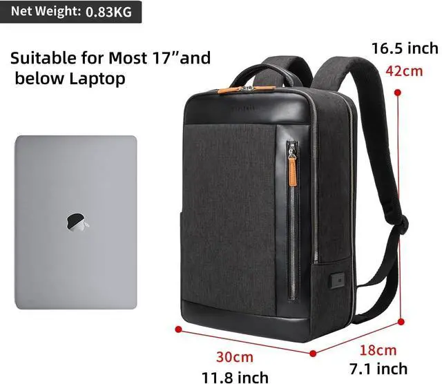 Alt view image 2 of 7 - NOBLEMAN Professional Laptop Computer Backpack Men, Luxury Expandable Travel Business Office Backpacks for Executive Men, Nice Leather Waterproof College Bookbag Bag Fits 17 Inch Tech Laptop (Black)