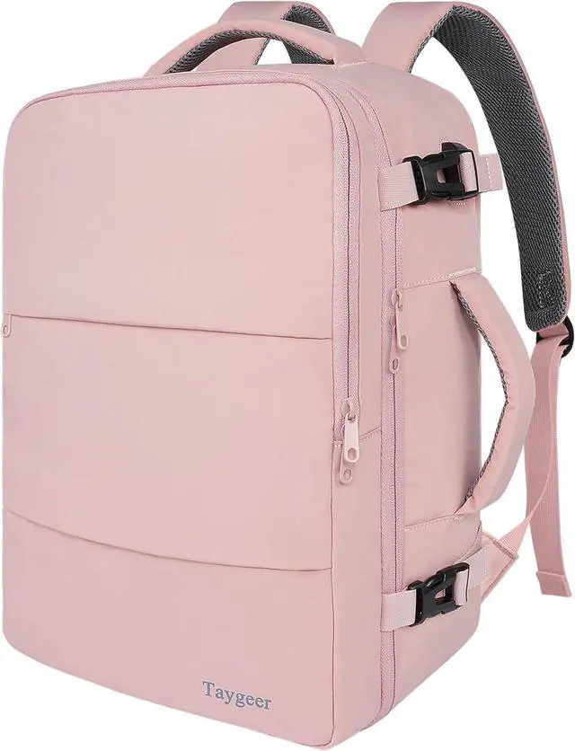 Main image of Taygeer Travel Backpack for Women, Carry On Backpack with USB Charging Port & Shoe Pouch, TSA 15.6inch Laptop Mochila Flight Approved, Nurse Bag Casual Daypack for Weekender Business Hiking, Pink