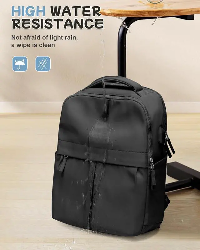 Alt view image 7 of 7 - Black Laptop Backpack for Women Men Gym Work Backpack Casual Daypack Backpacks Small Travel Backpack for Traveling on Airplane Lightweight College Teacher Backpacks for Women