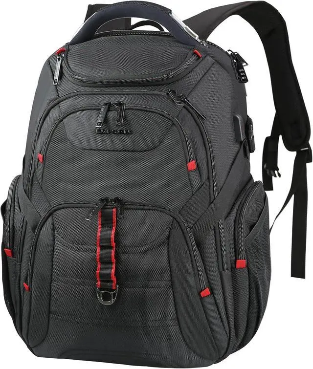 Main image of EMPSIGN Travel Laptop Backpack for men, 17.3 Inch Computer Backpack, 45L Anti-Theft Business Laptop Backpack with USB Charging Port, Water-Repellent Work College School Backpack for Men Women, Black