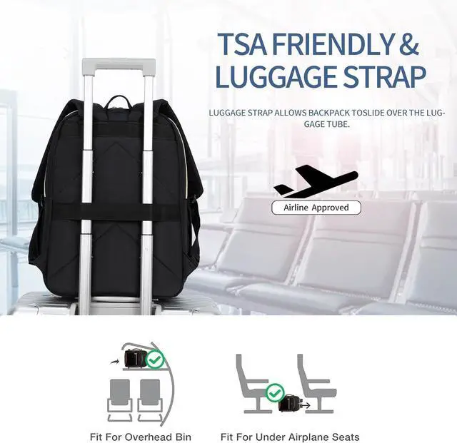 Alt view image 6 of 7 - EMPSIGN Laptop Backpack Purse for Women and Men with USB Charging Port, 15.6 Inch Travel Water Resistant Quilted Backpack, High-Capacity 30L Work Business Computer Backpack, Black