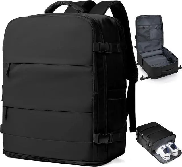 Main image of coowoz Large Travel Backpack Carry On for Women Man Black Waterproof Gym Backpacks with Laptop Compartment Mochila de Viaje Teacher Personal Item Backpack Rucksack Airplane Accessories Must Haves