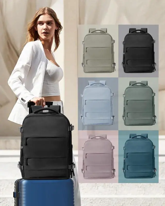 Alt view image 6 of 7 - coowoz Large Travel Backpack Carry On for Women Man Black Waterproof Gym Backpacks with Laptop Compartment Mochila de Viaje Teacher Personal Item Backpack Rucksack Airplane Accessories Must Haves