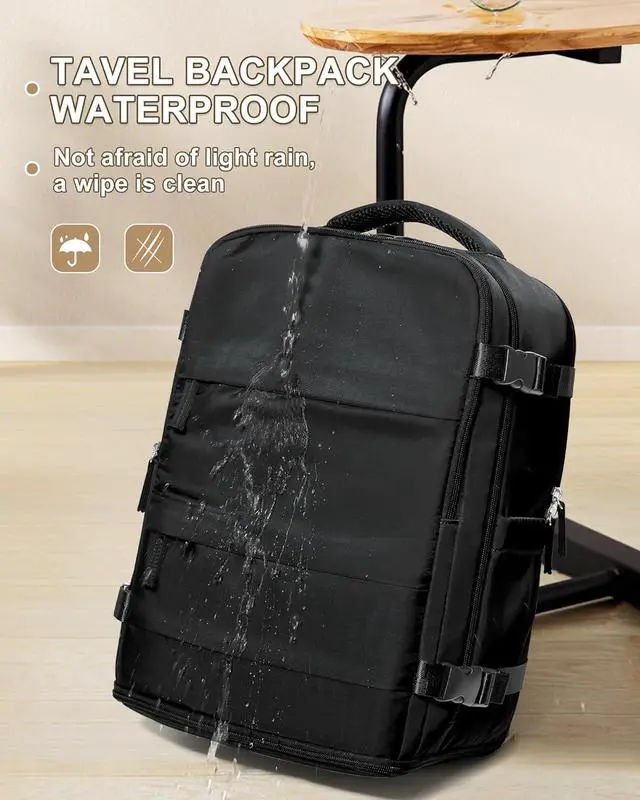 Alt view image 7 of 7 - coowoz Large Travel Backpack Carry On for Women Man Black Waterproof Gym Backpacks with Laptop Compartment Mochila de Viaje Teacher Personal Item Backpack Rucksack Airplane Accessories Must Haves