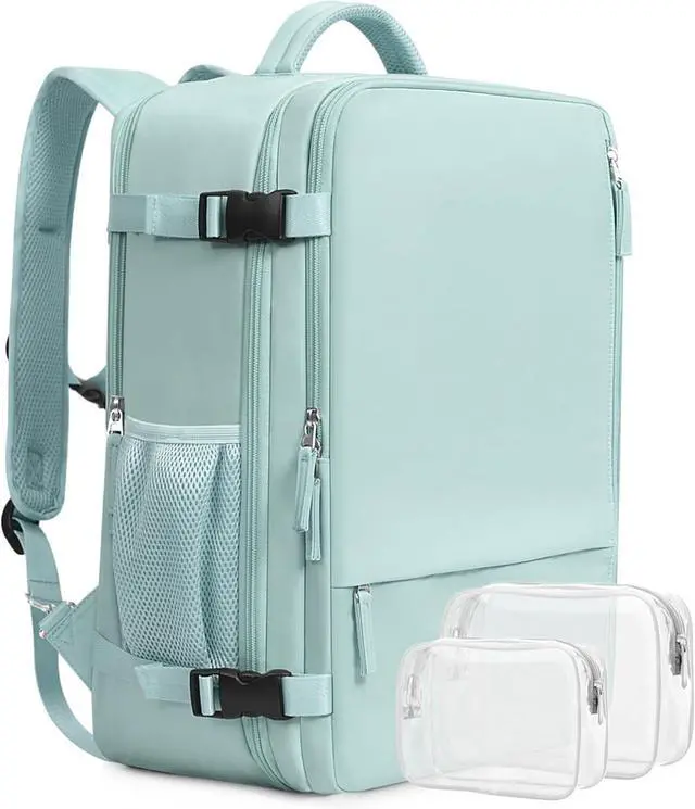 Main image of Beraliy Travel Backpack for Women, Airline Approved Bag, 16 inch Laptop Waterproof Hiking Backpack, Casual College Daypack, Weekender Bag, Mint Green