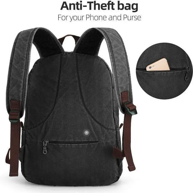 Alt view image 2 of 6 - Canvas Backpack Lightweight Travel Daypack For Students and Adults Rucksack Laptop Backpack One_Size