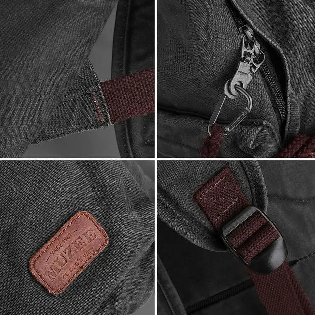 Alt view image 4 of 6 - Canvas Backpack Lightweight Travel Daypack For Students and Adults Rucksack Laptop Backpack One_Size