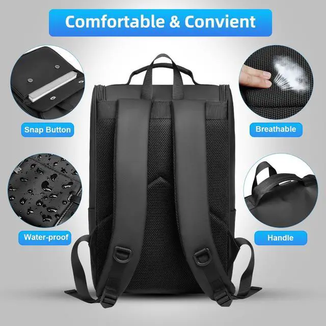 Alt view image 5 of 6 - Vintage Laptop Backpack for Men & Women - 15.6 Inch Travel Backpack - Waterproof Business & College Backpacks - Casual Daypacks for Work & Office
