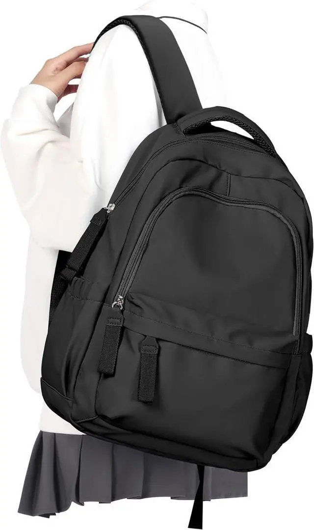 Main image of winspansy Small Backpack For School Girls Boys Aesthetic Lightweight Travel Daypack Simple Cute Backpack For Women Men College High School Bookbag Fit 14 Inch Laptop,Black