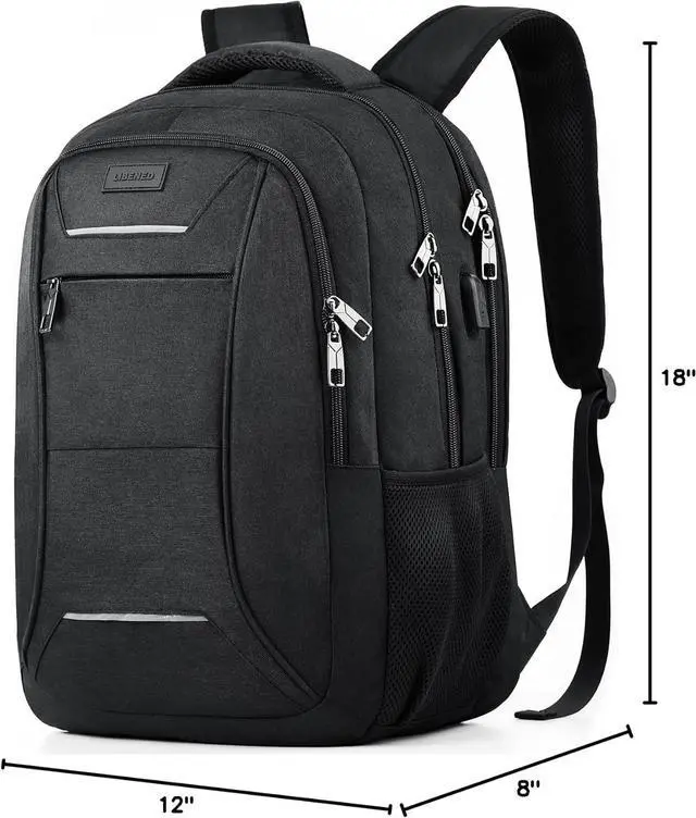 Alt view image 6 of 6 - Travel Laptop Backpack for Men and Women, 17 Inch Large School Backpacks for Teens, Business Anti Theft Durable Back Pack, Water Resistant Computer Bag with USB Charging Port, Black