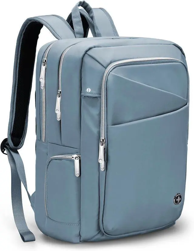 Main image of Swissdigital Design Women's Backpack for Work/Travel/Leisure with USB Charging Port, Water Bottle Holder, Separate Sunglass Pocket - Fits 15.6 inch Laptop,Blue | KATY ROSE
