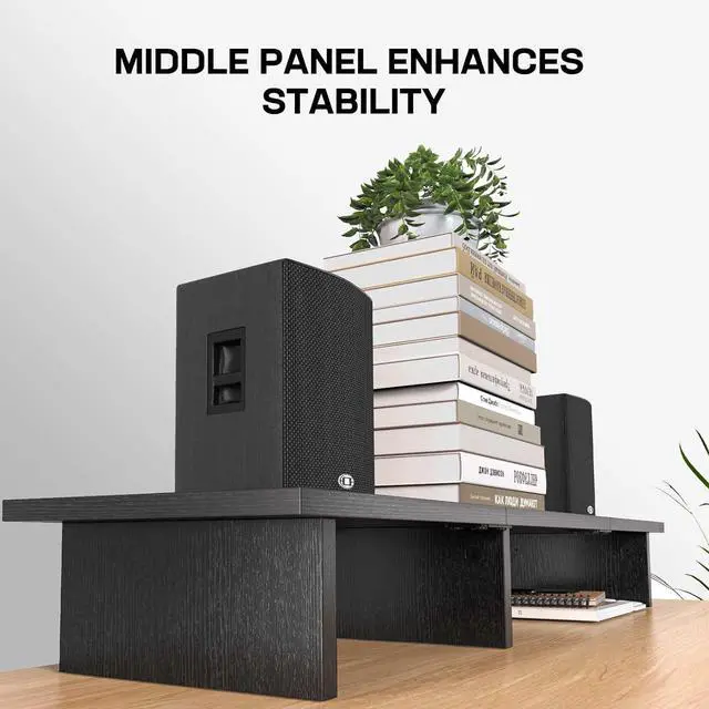 Alt view image 4 of 7 - HUANUO Dual Monitor Stand Riser With Cable Clip - Desktop Storage Shelf Organizer for 2 Monitors, Computer, Laptop, Printer, TV