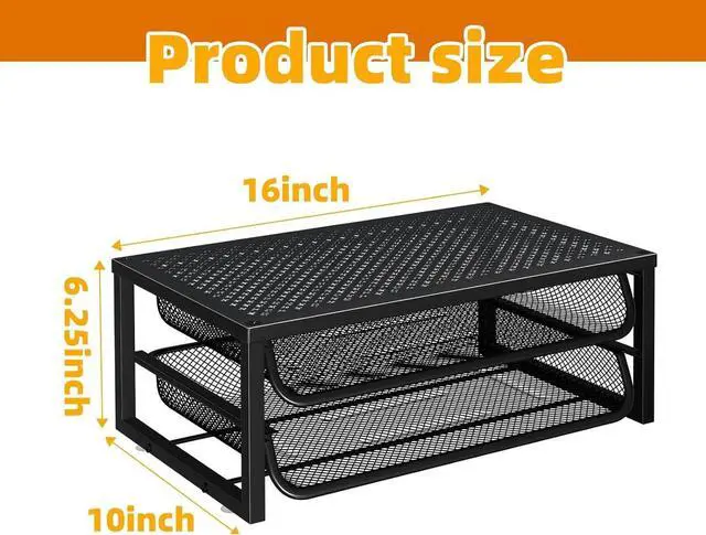Alt view image 3 of 7 - Desk File Organizer, 2 Pack 2-Tier Letter Tray Paper Organizer with Sliding Trays, Metal Computer Monitor Stand Riser for Office, Home, Black