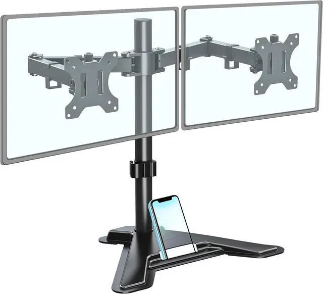 Main image of MOUNTUP Dual Monitor Stand - Freestanding & Height Adjustable Monitor Desk Mount, Steady VESA Mount Computer Monitor Stand for 2 Screens up to 27 inches, MU1002
