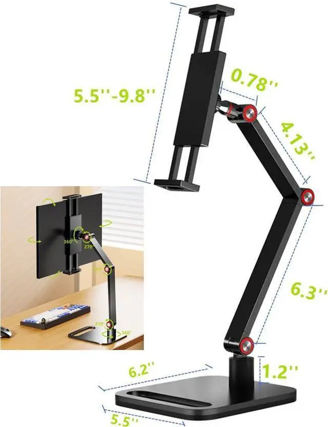 Alt view image 7 of 7 - Portable Monitor Holder for 12-17.3 Inch Screen Desk Holder Metal Stand 16 Inch Universal Expandable Display Base 12.9inch Tablet Stand Adjustable Portable Monitor Desktop Clamp
