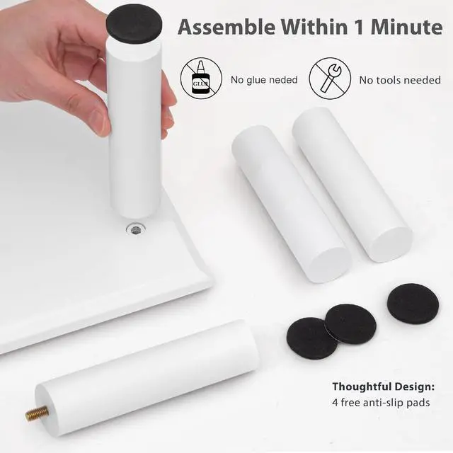 Alt view image 7 of 7 - Bamboo Dual Monitor Stand Riser White, Desk Monitor Riser for 2 Monitors, Supports for PC Computer Monitor, Printer, Heavy TV Riser up to 300 lbs, White