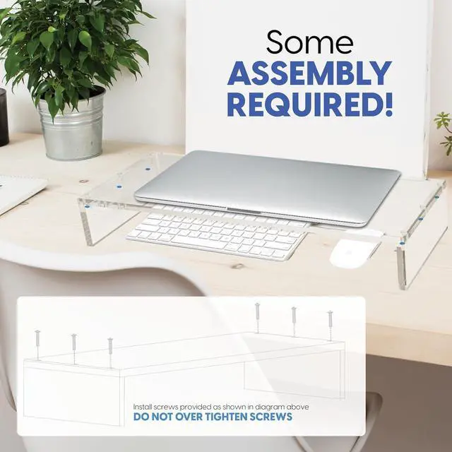 Alt view image 6 of 7 - Mammoth High Grade Heavy Duty Clear Acrylic Computer Monitor Riser Stand for Home and Office, 20" Wide Base with 50LBs Load