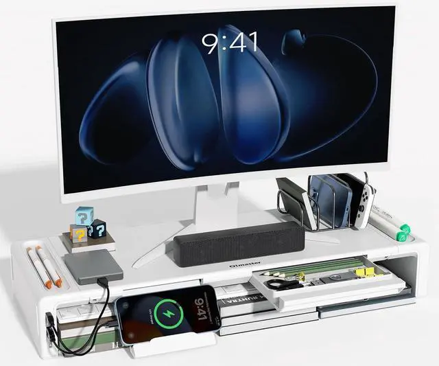 Main image of OImatser Monitor Stand Riser 3.0 USB HUB, Type-C Data Port, Foldable Computer Monitor Riser, Adjustable Length Computer Stand and Storage Drawer & Pen Slot, Phone Stand for Computer