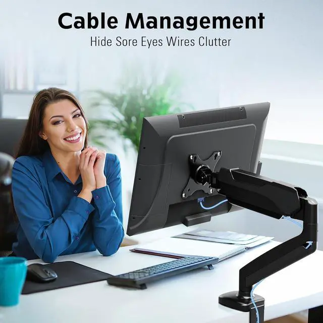 Alt view image 6 of 7 - MOUNTUP Monitor Arm Desk Mount, Fully Adjustable, Computer Monitor Stand for 17-30 Inch, 4.4-17.6lbs Screen, VESA Mount with C Clamp & Grommet Base, Black