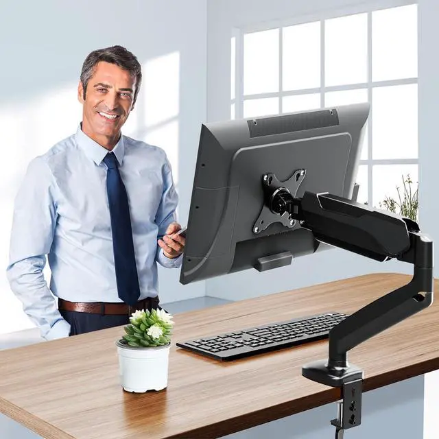 Alt view image 7 of 7 - MOUNTUP Monitor Arm Desk Mount, Fully Adjustable, Computer Monitor Stand for 17-30 Inch, 4.4-17.6lbs Screen, VESA Mount with C Clamp & Grommet Base, Black