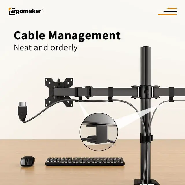 Alt view image 5 of 7 - Dual Monitor Mount for Desk, Monitor Stand Holds 2 Computer Screens Fits 13" to 27", Heavy Duty Fully Adjustable Monitor Arm with C-Clamp and Grommet Base, VESA 75x75 100x100mm, Black