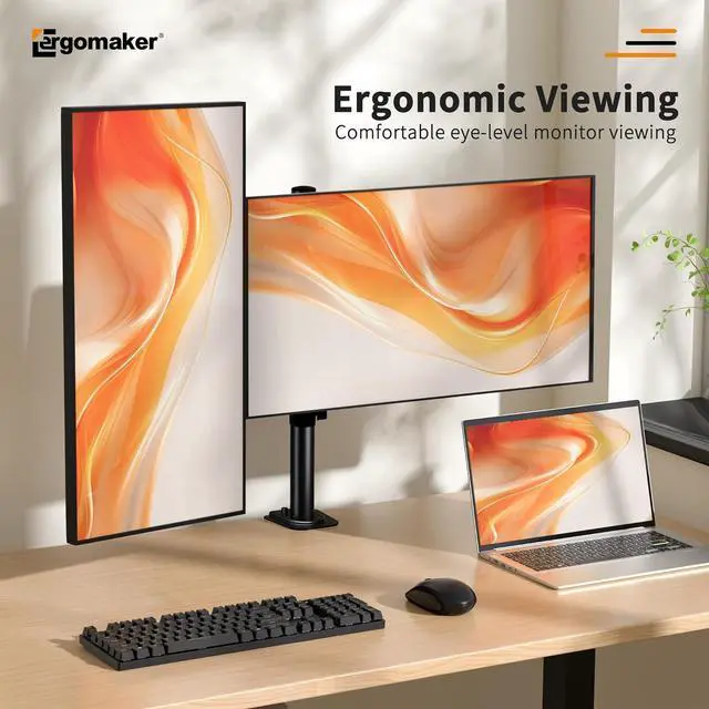 Alt view image 6 of 7 - Dual Monitor Mount for Desk, Monitor Stand Holds 2 Computer Screens Fits 13" to 27", Heavy Duty Fully Adjustable Monitor Arm with C-Clamp and Grommet Base, VESA 75x75 100x100mm, Black