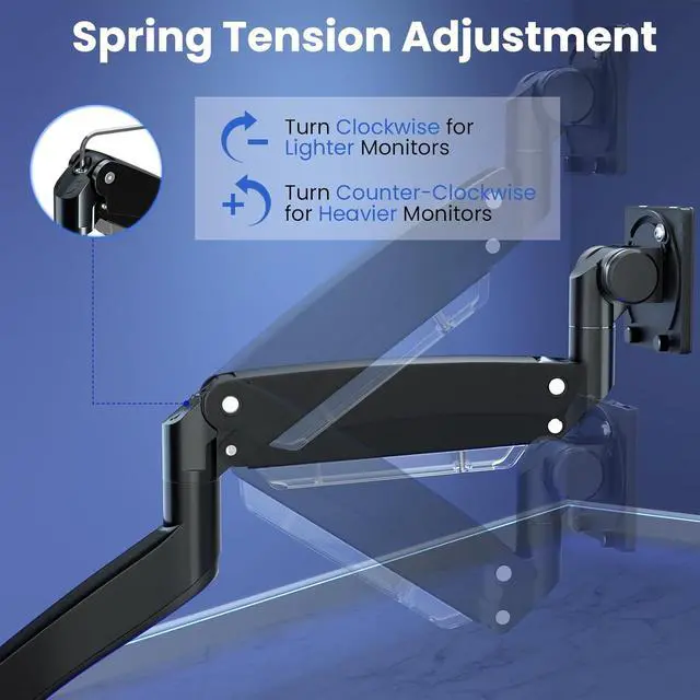 Alt view image 5 of 7 - Ultrawide Monitor-Arm Heavy Duty 22-57 - PUTORSEN Aluminum Single Monitor Mount Holds up to 59.4 lbs, Premium Adjustable Desk Mount Stand, VESA 75/100/200 mm, Black