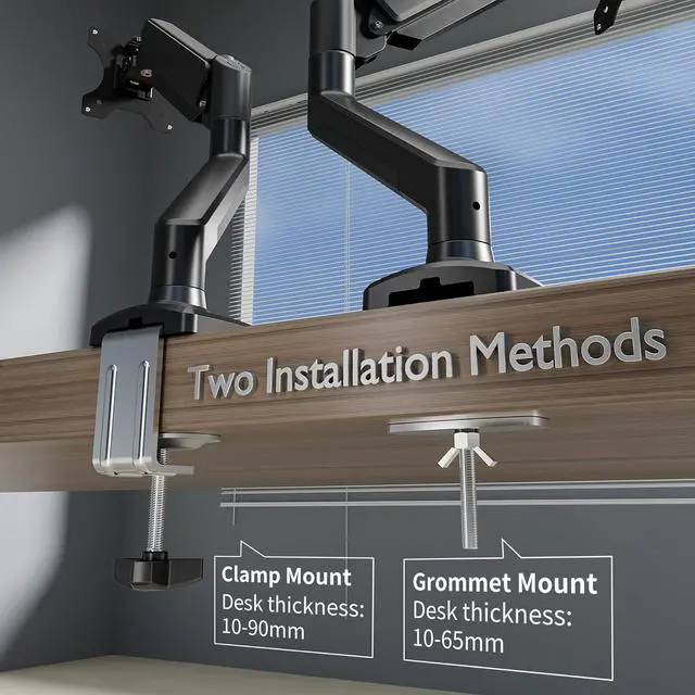 Alt view image 7 of 7 - Single Monitor Desk MountGas Spring Monitors Arm for 17-32 inch Screens,Adjustable Computer Monitors Stand up to 4.4 to 19.8 lbs,Vesa Mount with Clamp and Grommet Base, VESA 75 & 100mm