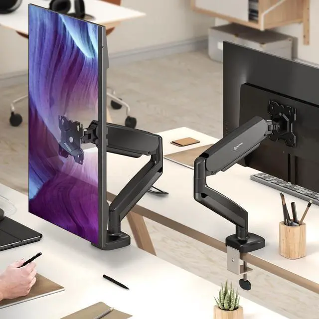 Alt view image 2 of 7 - ONKRON Single Monitor Mount for 13-32 Inch Screen up to 17.6 lbs, Gas Spring Monitor Arm VESA 75x75-100x100, Adjustable Computer Screen Mount for Desk with Swivel, Tilt, Rotation Black