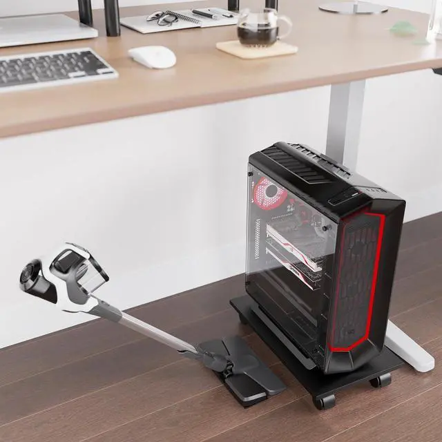 Alt view image 3 of 7 - CPU StandComputer Tower StandMobile CPU Holder with 4 Caster Wheels Fits for PCPrinterMost Computer TowerOfficeHomePlanter CaddiesDog Bowl Stand (Black)