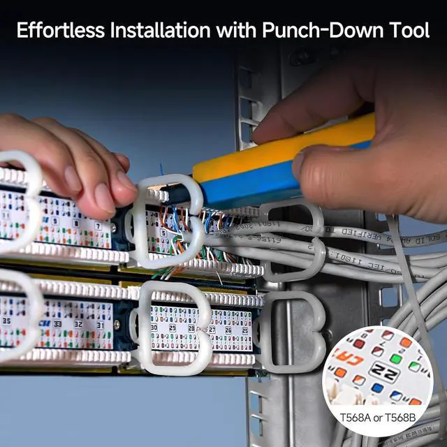 Alt view image 4 of 7 - Cable Matters [UL Listed] 48 Port Patch Panel Rackmount or Wall Mount 19-Inch, 2U Cat6 Network Patch Panel for 10 Gigabit Ethernet, 110 or Krone Impact Tools Compatible