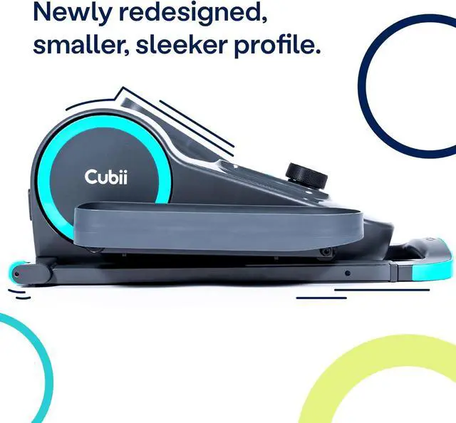 Alt view image 3 of 6 - Cubii GO Aqua - Compact Whisper Quiet Under Desk Elliptical with LCD Monitor, Adjustable Resistance, Portable Design with Telescopic Handle & Wheels