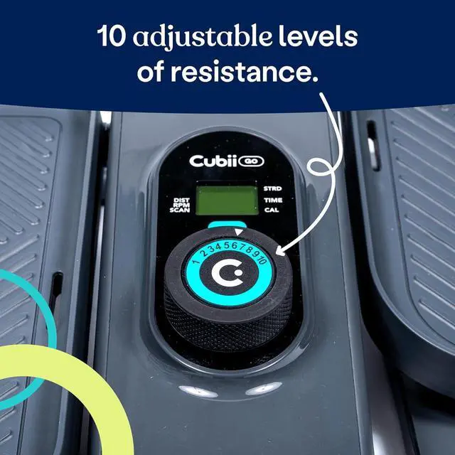 Alt view image 5 of 6 - Cubii GO Aqua - Compact Whisper Quiet Under Desk Elliptical with LCD Monitor, Adjustable Resistance, Portable Design with Telescopic Handle & Wheels