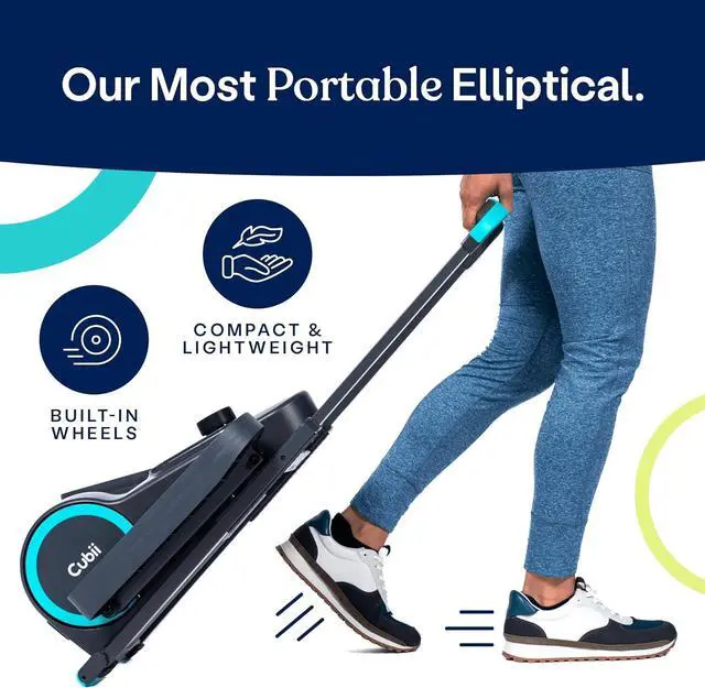 Alt view image 6 of 6 - Cubii GO Aqua - Compact Whisper Quiet Under Desk Elliptical with LCD Monitor, Adjustable Resistance, Portable Design with Telescopic Handle & Wheels