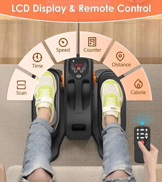 Alt view image 4 of 7 - 2025 New Under Desk Elliptical Machine,Portable Seated Pedal Exercise Machine for Seniors,Mini Ellipse Leg Exerciser with 12 Adjustable Speeds&Remote Control,Quiet&Compact for Home Office