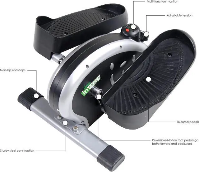 Alt view image 3 of 7 - Stamina Inmotion Compact Strider Foot Exercise Machine - Under Desk Elliptical - Standing or Seated Elliptical Fitness Equipment