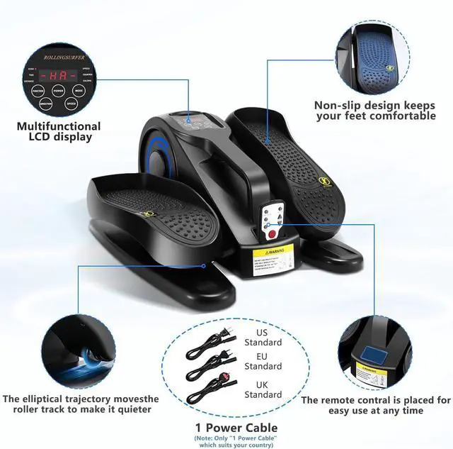 Alt view image 3 of 7 - Under Desk Elliptical Machine, Adjustable Speeds Electric Trainer with Remote, Portable Seated Pedal Leg Exerciser for Teens Seniors and Adults