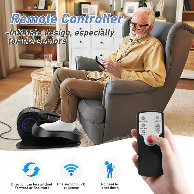 Alt view image 5 of 7 - Under Desk Elliptical Machine, Adjustable Speeds Electric Trainer with Remote, Portable Seated Pedal Leg Exerciser for Teens Seniors and Adults