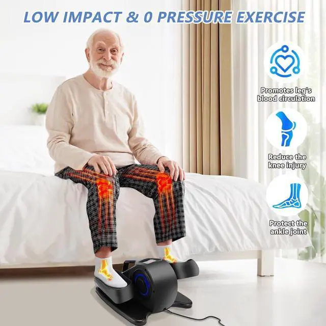 Alt view image 7 of 7 - Under Desk Elliptical Machine, Adjustable Speeds Electric Trainer with Remote, Portable Seated Pedal Leg Exerciser for Teens Seniors and Adults